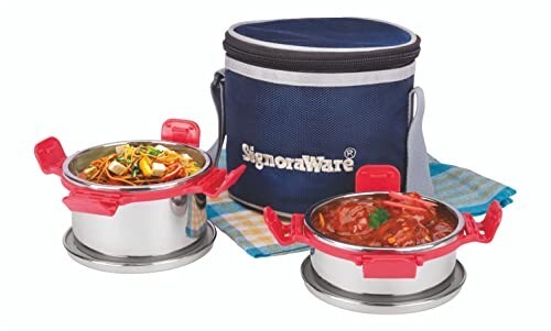 SignoraWare 500ml+350ml All Steel Executive Small Lunch Box 