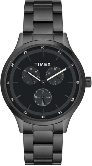 TIMEX Analog Watch for Man with Black Round Dial & Black Stainless ...