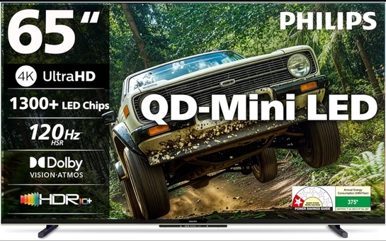 Philips 164 cm (65 inches) 4K Ultra HD QLED Smart QD-Mini LED Google TV