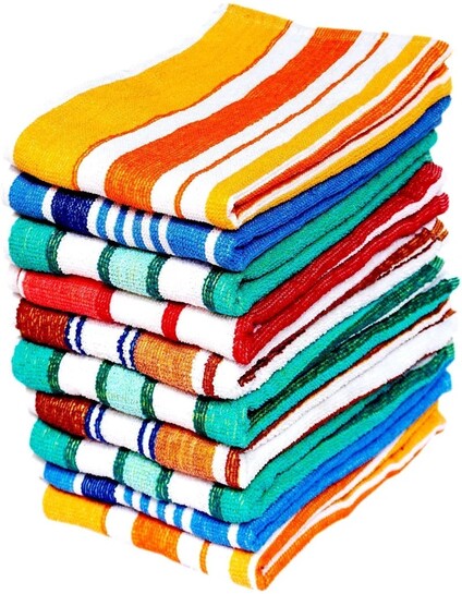 Space Fly Cotton 320 GSM Hand, Face, Sport Towel (Pack of 10)