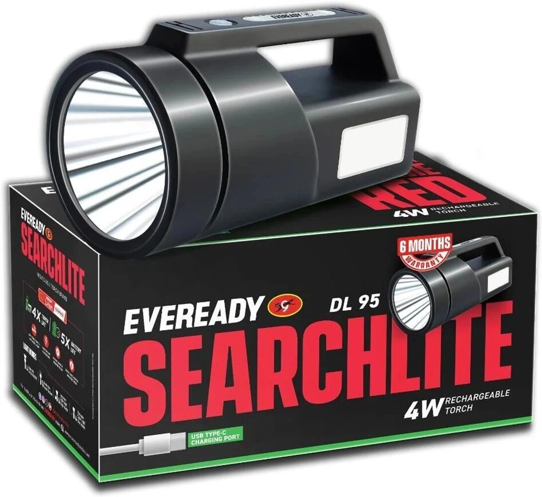 24% off on - EVEREADY Searchlite DL95 LED Torch (Black, 10 cm, Rechargeable) - Rs. 399