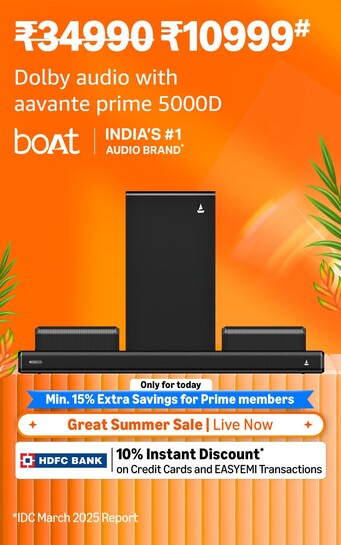 Boat Aavante Prime 5.1 5000D, Cinematic Dolby Audio, 500W Hoke Theatre Soundbar Speaker