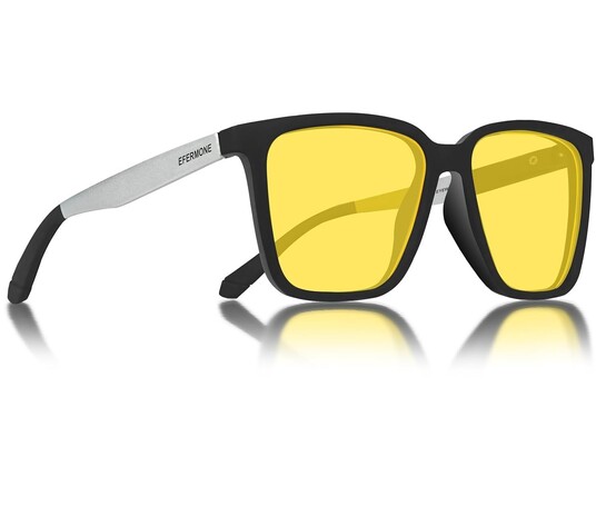 EFERMONE Night Driving Glasses with Cleaning Kit, Yellow Polarized Lens, UV400, Anti-Glare Glasses for Riding Bike and Car
