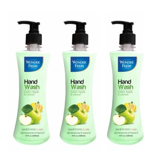Liquid Moisturizing Foaming Handwash with Pump | Germ Protection Handwash Liquid Soap | Soft on Hands | Pack of 3-435ml each (pack of 3, green apple and lemon)