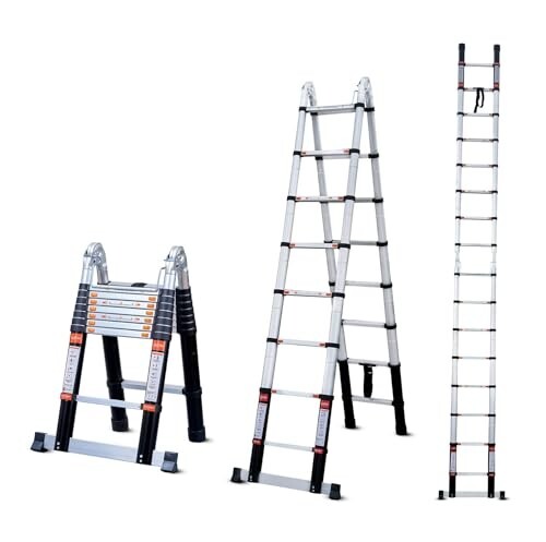 Bathla 16.5 ft A-Type Foldable Aluminium Telescopic Ladder with 16 Steps