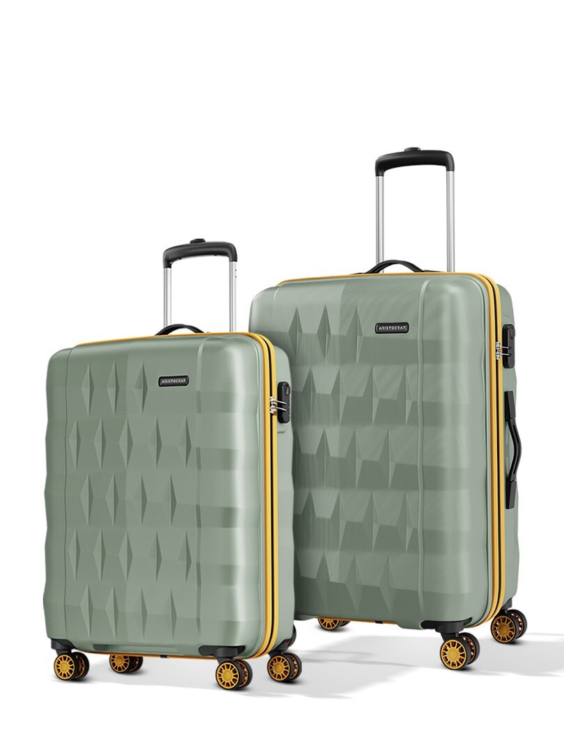 Aristocrat Comet Green Set Of 2 Small & Medium Hard 56 & 66cm Trolley Bag 