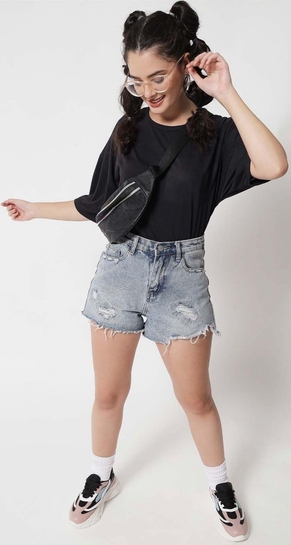 [App Exclusive Offer] Stylecast X Knotty: cotton Tee-shirt with drop shoulders and raw edge (sizes: S, M, L, XXL)