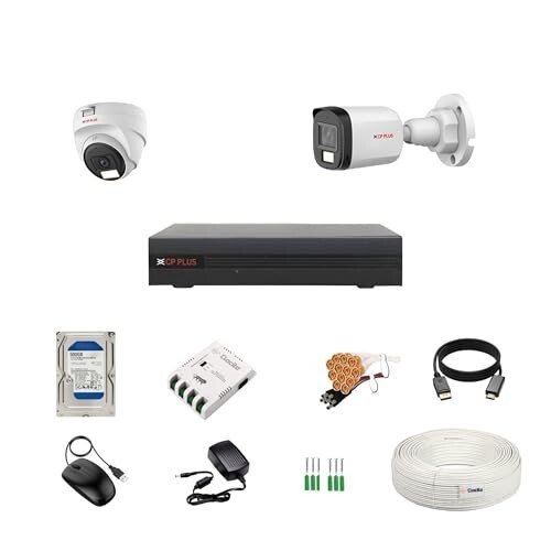 CP Plus illumax 2.4MP 4 Channel DVR, 2.4MP 1 Dome & 1 Bullet Cameras