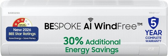 Samsung Bespoke AI 2026 Model 1.5 ton 3 Star Split WindFree Inverter AC (White)