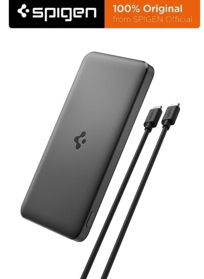 Spigen 10000 mAh 22.5 W Power Bank (Black, Lithium Polymer, Fast Charging for Mobile)