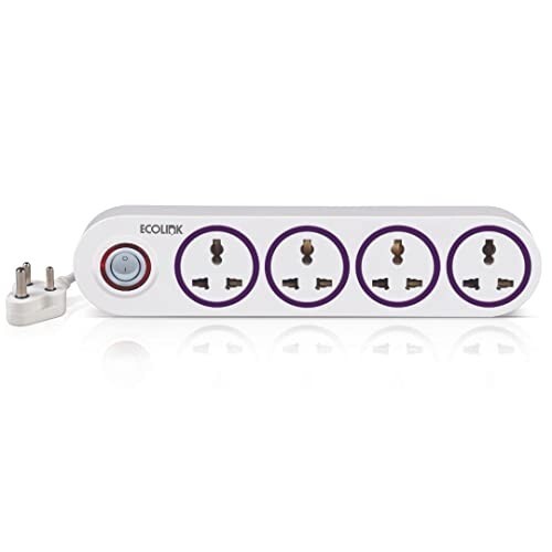 EcoLink Guardian Chief 4 Way Extension Board/Cord, Multi Socket Spike Guard 6A | Extension Board With Led Indicator | Cable Length: 1.5 Meter | Pack Of 1,250Volts