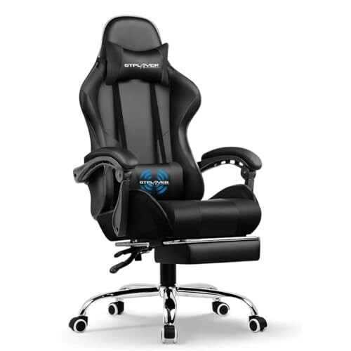 GTPLAYER #1USA Ergonomic Office Chair with Massage Lumbar Cushion (Black)