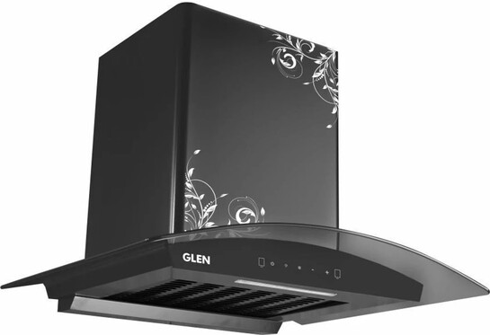 Glen ISPA 60 cm BL DZ 1200 m3 Auto Clean Curved Glass 60 cm|Touch & Gesture Control| Mounted Black 1200 CMH Chimney