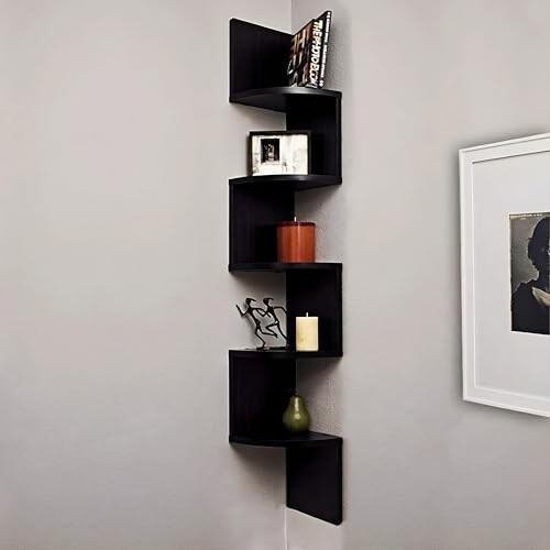 Dime Store Wooden Wall Shelves | Corner Hanging Shelf for Living Room Stylish