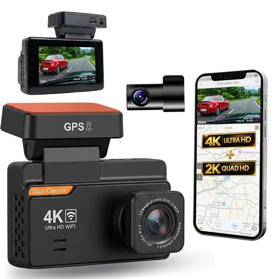 Limited Offer: A600 Dual Channel Dash Cam for Car 4K Front 2K Rear | 3" IPS Screen | Built-in WiFi & GPS | ADAS | 170° Wide Angle | Night Vision | Parking Mode | Hardwire Kit Included | G-Sensor | 256GB Support
