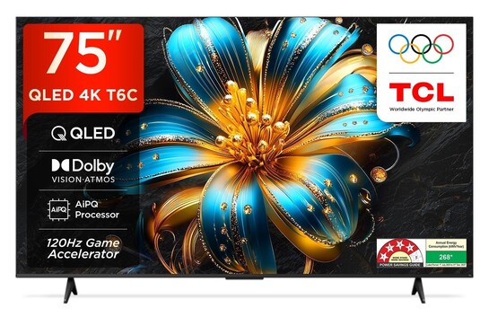 TCL 189 cm (75 inches) 4K UHD Smart QLED Google TV 75T6C