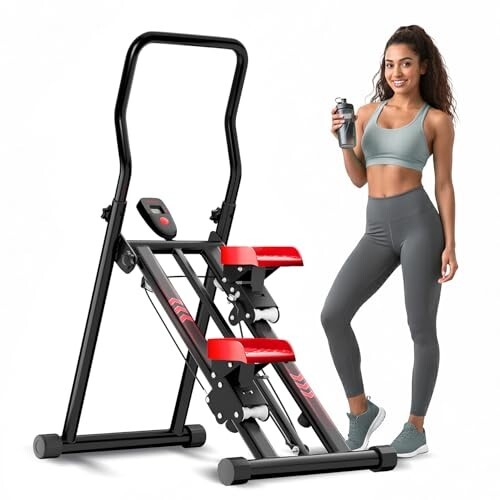 Lifelong Vertical Climber | Foldable Stair Stepper Fitness Machine | Home Gym Equipment for Full Body Workout | Adjustable Handlebars & LCD Display | Cardio & Strength Training Stepper (Black)