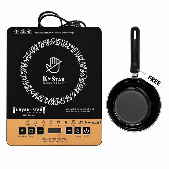 SURYA K STAR 2000W Induction Cooktop with Free Sauce Pan
