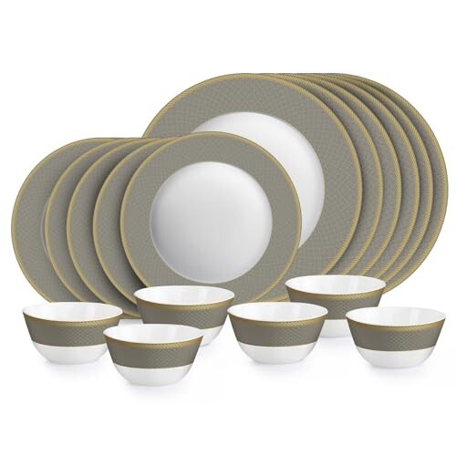 CELLO Moonstone Solitaire Series Opalware Dinner Set of 18 Pieces For Family of 6