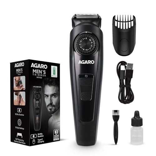 AGARO Beard Trimmer MT1122, 10 Length Settings with digital display