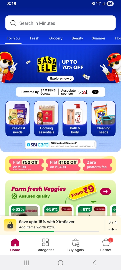 Flipkart minutes: Flat 50 off on 199
