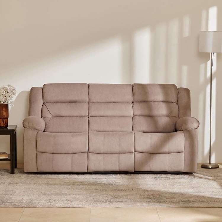 Home Centre | Helios Cairo | Fabric | Solid Wood | 3 Seater Recliners | Beige | 2 Years Warranty