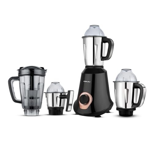Bajaj Military Series Glamore 1000 W Mixer Grinder With 4 Jars (3 Stainless Steel Jars + 1 Fruit Filter Jar)Jet Black