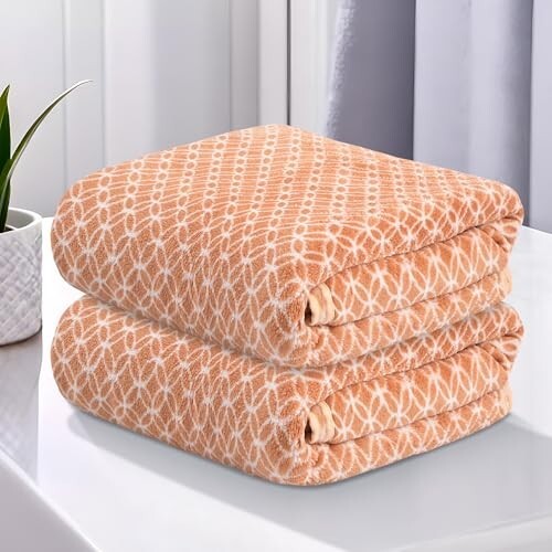 Kuber Industries 2 Pcs Microfibre 24x48 Inch Men and Women Bath Towel | 280 GSM Quick Dry Absorbent Gym Sweat Workout & Shower Body Towel for Sports, Beach and Travel | Circle - Golden