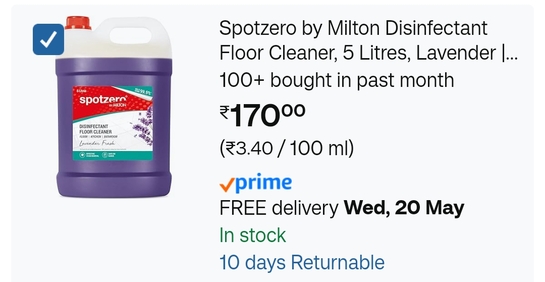 Spotzero by Milton Disinfectant Floor Cleaner, 5 Litres
