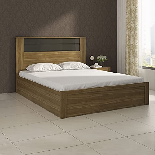 Home Centre | Quadro | Engineered Wood | Hydraulic Storage | King Beds | Brown | 1 Year Warranty
