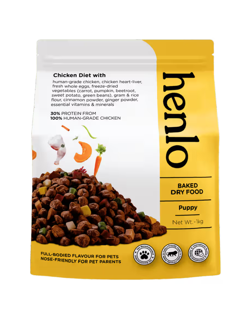 Instamart : Henlo Chicken & Vegetable Baked Dry Dog Food for Puppies 1 kg