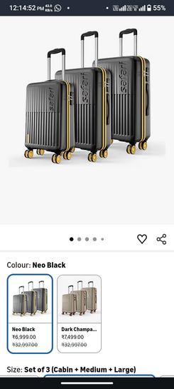 Safari Astra Neo 8 Wheels Set of 3 Trolley Bags