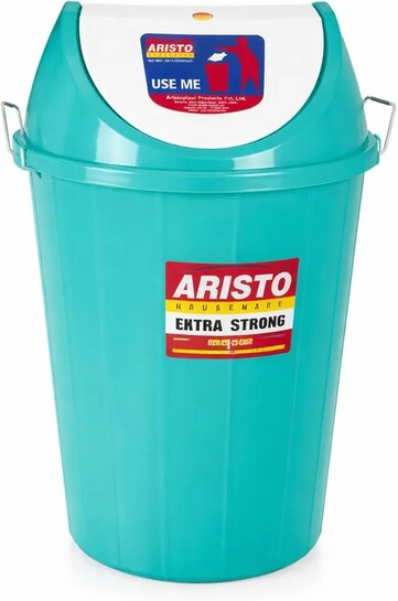 Maybe PE - ARISTO Plastic Swing-Lid Garbage Waste Dustbin 32 L, (Green)