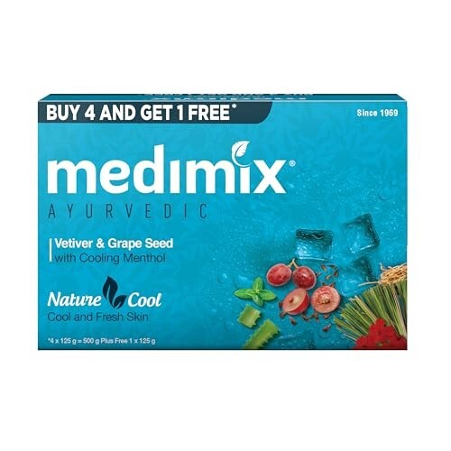 Medimix Ayurvedic Cool Bathing Soap,125Gm (Buy 4 And Get 1 Extra Combo Pack) 