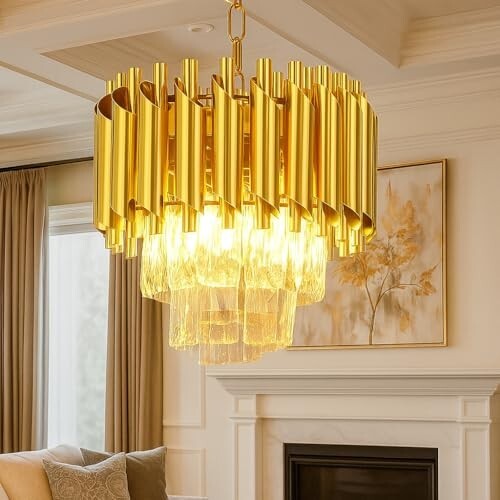 Desidiya Modern Crystal Chandelier 150watt Decorative Pendant Crystal Jhumar (Gold Indian, 300MM)