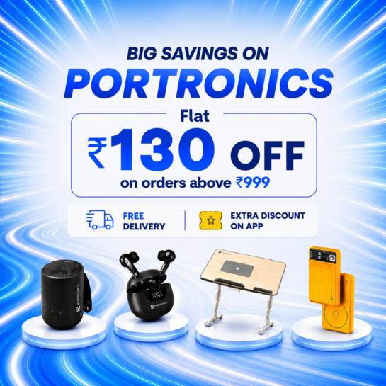 Portronics Products — Flat ₹130 Off on Orders Above ₹999 with Free Delivery on DigiHaat