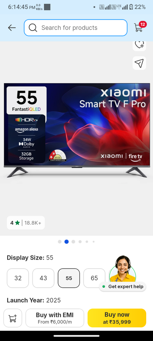 XIAOMI F Pro 138 cm (55 inch) QLED Ultra HD (4K) Smart Fire TV with 34W Box Speakers |