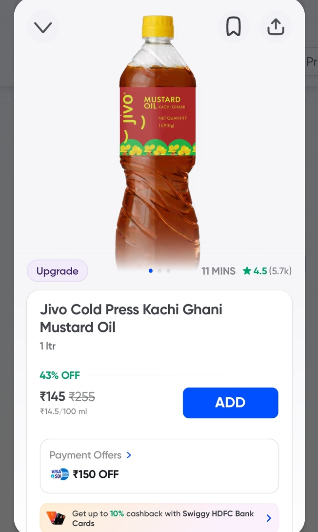 Jivo cold press Kachhi Ghani mustard oil