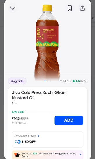 Jivo cold press Kachhi Ghani mustard oil