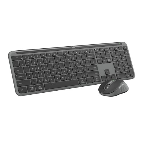 Logitech MK950 Signature Slim Wireless Keyboard and Mouse Combo, Sleek Design, Quiet Typing and Clicking, Switch Across Three Devices, Bluetooth, Multi-OS, Works with Windows and Mac - Graphite