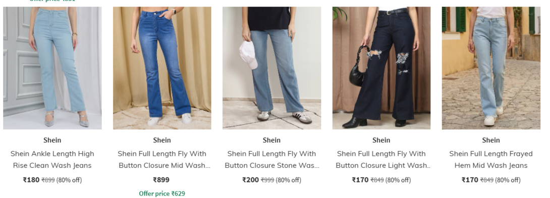  Shein  - Jeans Flat 80% & more 