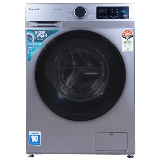 Panasonic 8 kg 5 Star Fully Automatic Front Loading Washing Machine (NA-148MB3L01, Grey), Free 1 Year Extended warranty