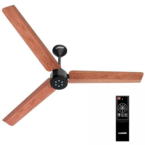 LUKER JVLuker USA Size Zero Neo 1200mm BLDC Ceiling Fan with Remote (Black-Rosewood-Black)
