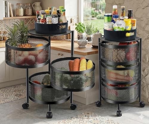 [Apply ₹2190 Coupon] HomeWiz 3-Layer Round Kitchen Storage Trolley