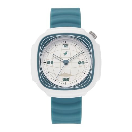 Fastrack-Tees Hype Adventure Quartz Analog White Dial Green Silicon Strap Watch for Men - 38169PP05W