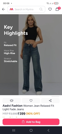 Women Jeans at ₹399 [Size :- 34]  [Early Access for VIP pass holders]