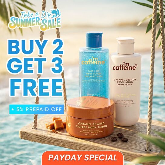 mCaffeine Summer Sale – Buy 2 Get 3 FREE + Extra 5% Prepaid OFF