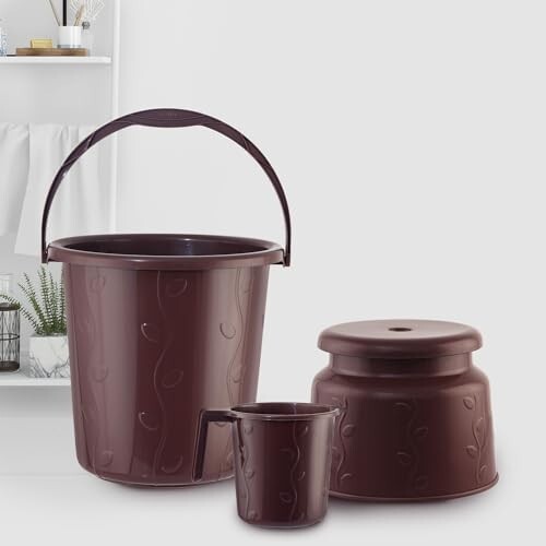 Cello Petal Bathroom Set |Small Set of 3, Dark Brown [Apply coupon]