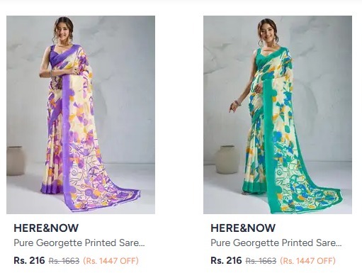 Pure Georgette Sarees Grabfast from ₹216