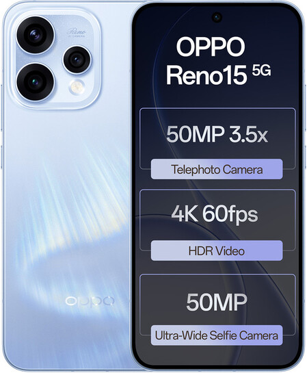 OPPO Reno15 5G (12 GB RAM, 256 GB, Aurora Blue)